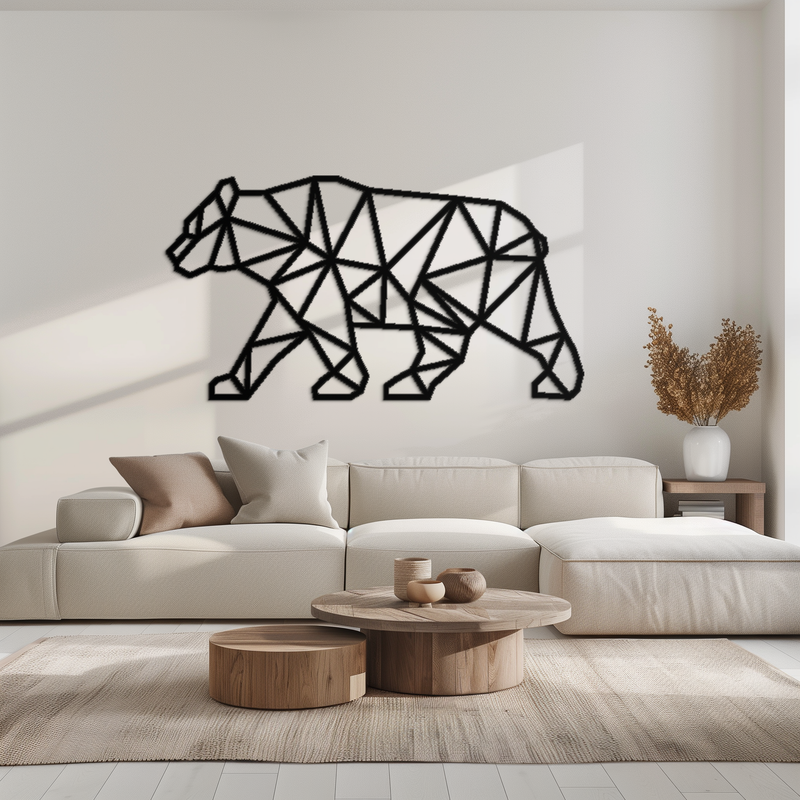 Geometric Bear Metal Wall Art - Modern Steel Animal Decor - KAF109