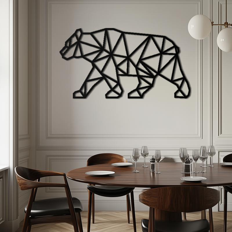 Geometric Bear Metal Wall Art - Modern Steel Animal Decor - KAF109