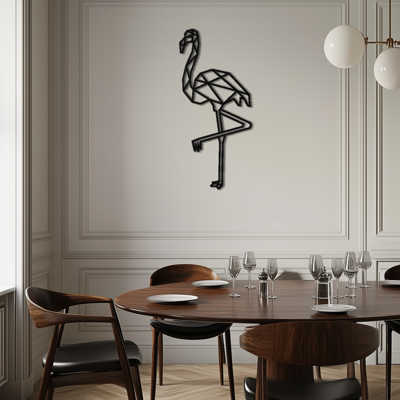 Geometric Flamingo Metal Wall Art - Modern Minimalist Steel Decor - KAF110