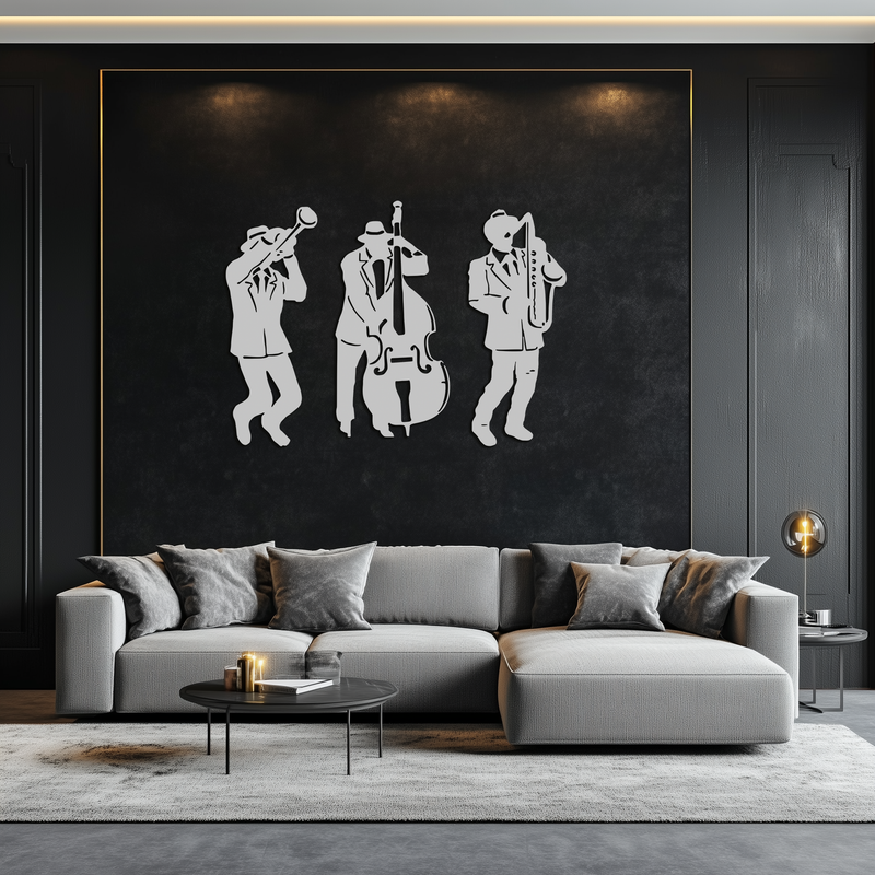 Jazz Musicians Metal Wall Art - 3-Piece Silhouette Music Decor - KAF111