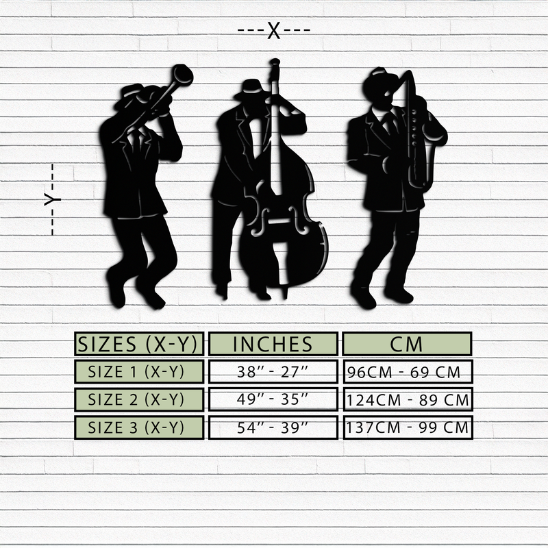 Jazz Musicians Metal Wall Art - 3-Piece Silhouette Music Decor - KAF111