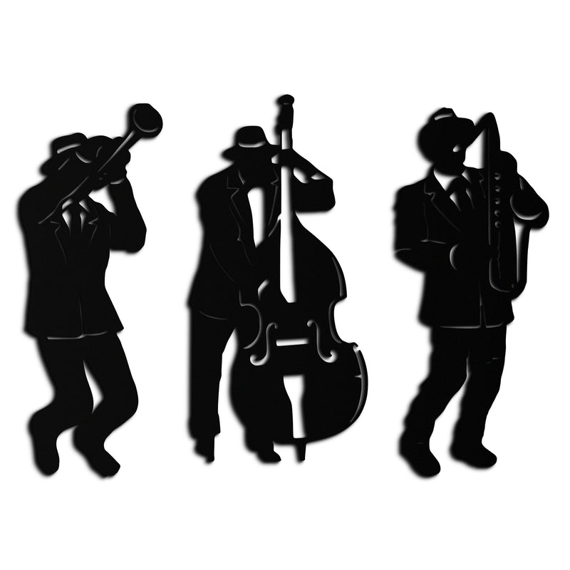 Jazz Musicians Metal Wall Art - 3-Piece Silhouette Music Decor - KAF111