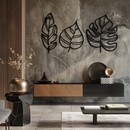 Geometric Leaf Trio Metal Wall Art - Modern Botanical Steel Decor - KAF114