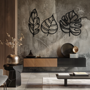 Geometric Leaf Trio Metal Wall Art - Modern Botanical Steel Decor - KAF114