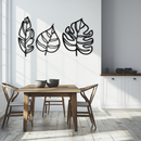 Geometric Leaf Trio Metal Wall Art - Modern Botanical Steel Decor - KAF114