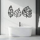 Geometric Leaf Trio Metal Wall Art - Modern Botanical Steel Decor - KAF114