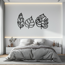 Geometric Leaf Trio Metal Wall Art - Modern Botanical Steel Decor - KAF114