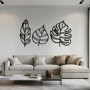 Geometric Leaf Trio Metal Wall Art - Modern Botanical Steel Decor - KAF114