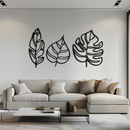 Geometric Leaf Trio Metal Wall Art - Modern Botanical Steel Decor - KAF114
