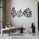 Geometric Leaf Trio Metal Wall Art - Modern Botanical Steel Decor - KAF114