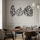 Geometric Leaf Trio Metal Wall Art - Modern Botanical Steel Decor - KAF114