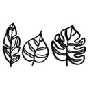Geometric Leaf Trio Metal Wall Art - Modern Botanical Steel Decor - KAF114