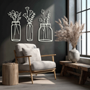 Floral Vase Metal Wall Art - 3-Piece Modern Steel Wall Decor - KAF118