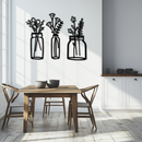 Floral Vase Metal Wall Art - 3-Piece Modern Steel Wall Decor - KAF118