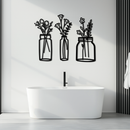 Floral Vase Metal Wall Art - 3-Piece Modern Steel Wall Decor - KAF118