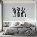 Floral Vase Metal Wall Art - 3-Piece Modern Steel Wall Decor - KAF118