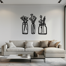 Floral Vase Metal Wall Art - 3-Piece Modern Steel Wall Decor - KAF118