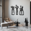 Floral Vase Metal Wall Art - 3-Piece Modern Steel Wall Decor - KAF118