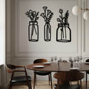 Floral Vase Metal Wall Art - 3-Piece Modern Steel Wall Decor - KAF118