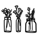 Floral Vase Metal Wall Art - 3-Piece Modern Steel Wall Decor - KAF118