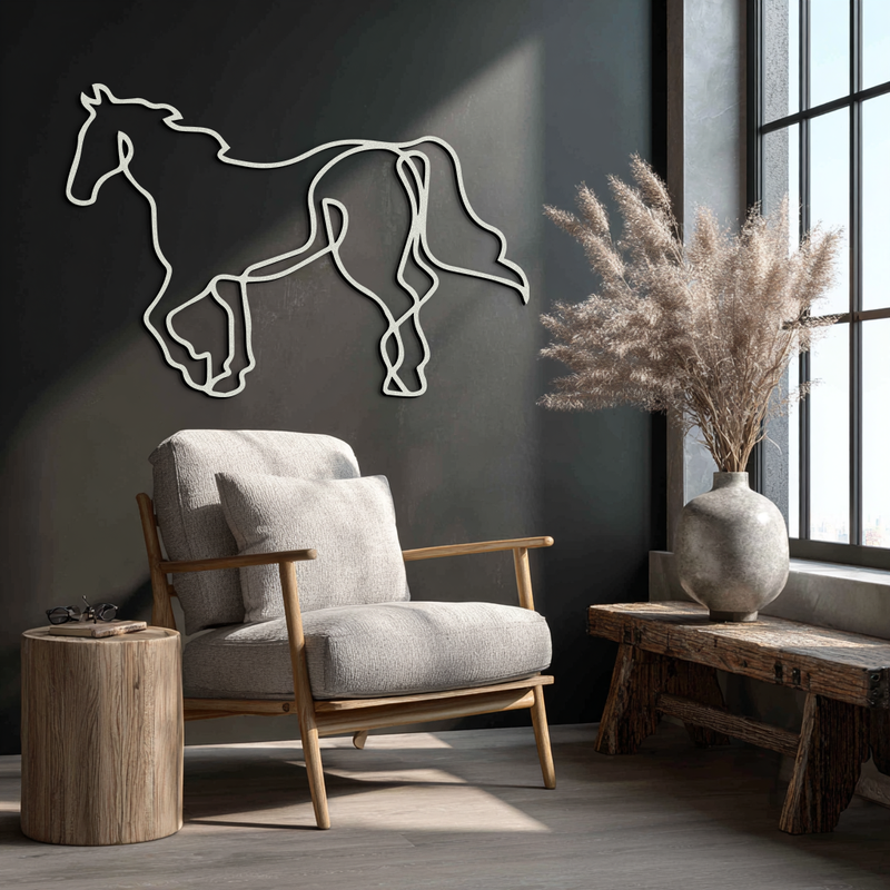 Abstract Horse Metal Wall Art - Minimalist Steel Horse Silhouette - KAF121
