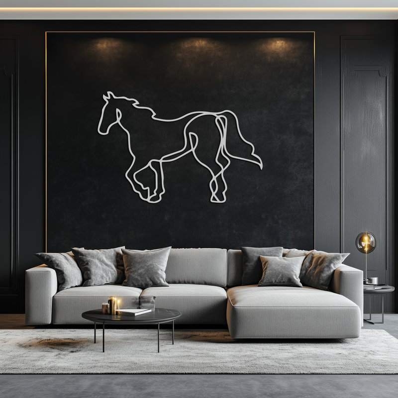 Abstract Horse Metal Wall Art - Minimalist Steel Horse Silhouette - KAF121