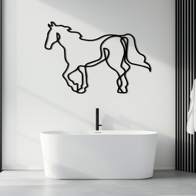 Abstract Horse Metal Wall Art - Minimalist Steel Horse Silhouette - KAF121