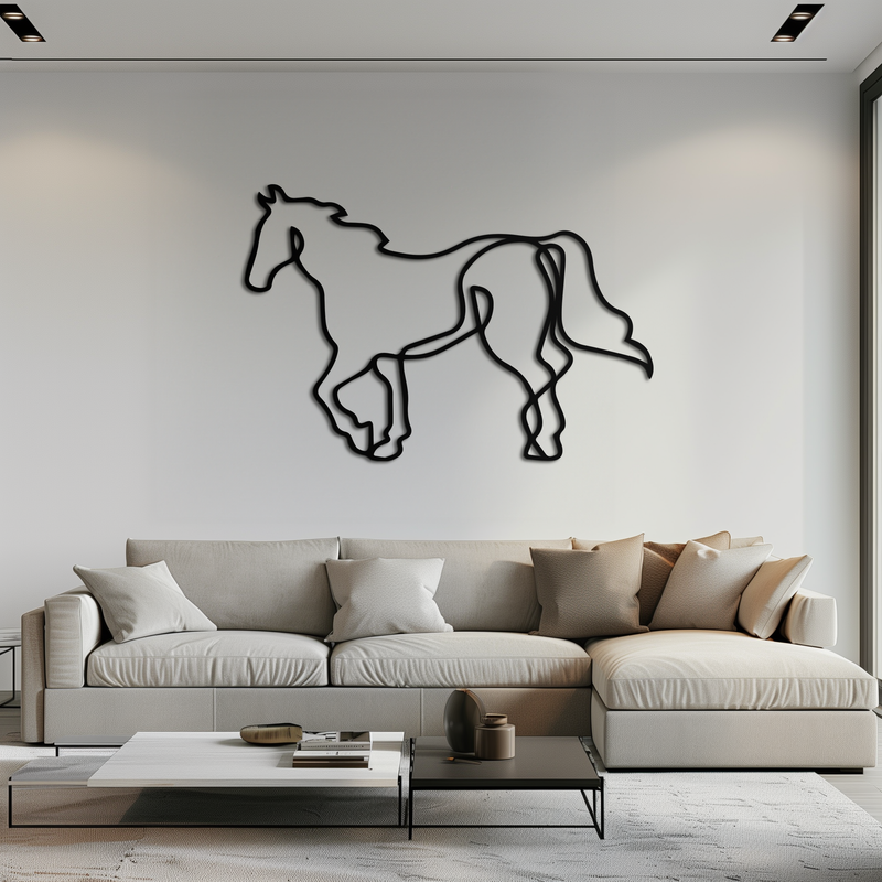 Abstract Horse Metal Wall Art - Minimalist Steel Horse Silhouette - KAF121