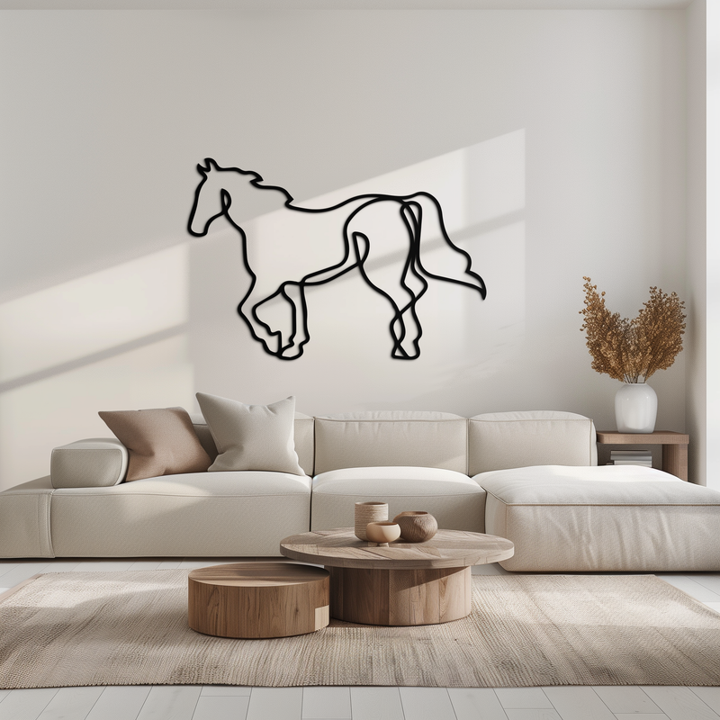 Abstract Horse Metal Wall Art - Minimalist Steel Horse Silhouette - KAF121