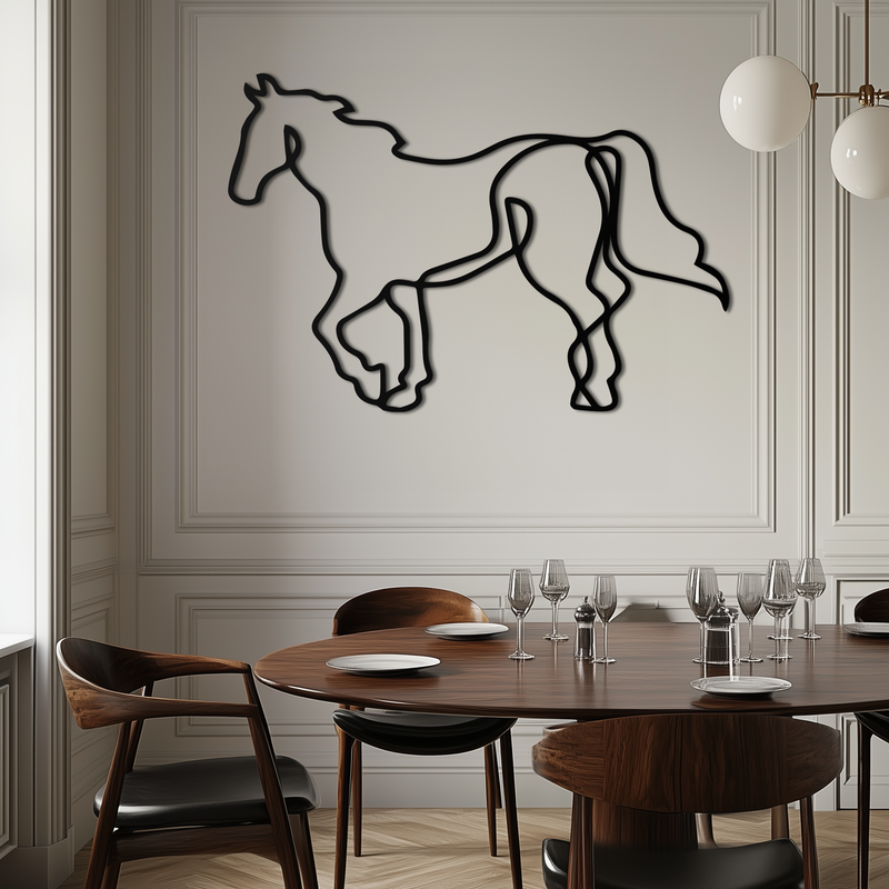 Abstract Horse Metal Wall Art - Minimalist Steel Horse Silhouette - KAF121