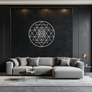Geometric Sri Yantra Metal Wall Art - Sacred Geometry Steel Decor - KAF122