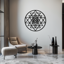 Geometric Sri Yantra Metal Wall Art - Sacred Geometry Steel Decor - KAF122