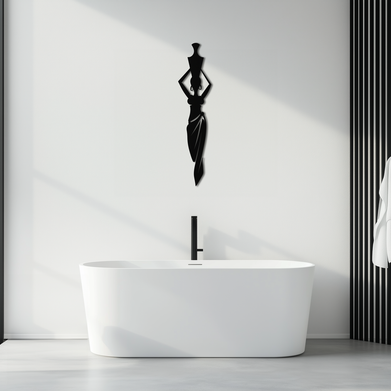 Abstract African Woman Metal Wall Art - Modern Black Steel Wall Decor - KAF125