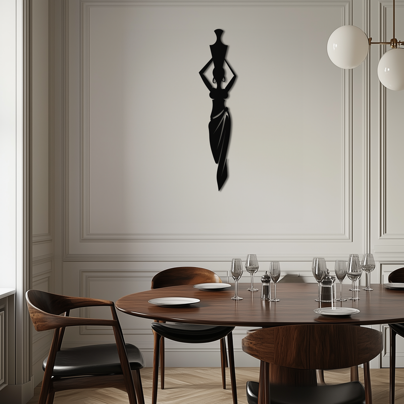 Abstract African Woman Metal Wall Art - Modern Black Steel Wall Decor - KAF125