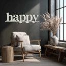 Happy Metal Wall Art - Modern Minimalist Word Sign Decor - KAF127