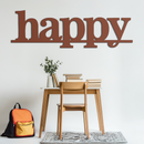 Happy Metal Wall Art - Modern Minimalist Word Sign Decor - KAF127
