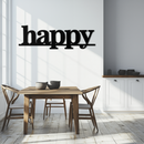 Happy Metal Wall Art - Modern Minimalist Word Sign Decor - KAF127