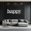 Happy Metal Wall Art - Modern Minimalist Word Sign Decor - KAF127