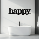 Happy Metal Wall Art - Modern Minimalist Word Sign Decor - KAF127