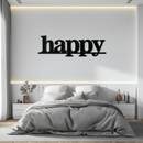 Happy Metal Wall Art - Modern Minimalist Word Sign Decor - KAF127