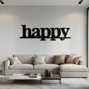 Happy Metal Wall Art - Modern Minimalist Word Sign Decor - KAF127