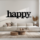 Happy Metal Wall Art - Modern Minimalist Word Sign Decor - KAF127