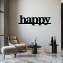 Happy Metal Wall Art - Modern Minimalist Word Sign Decor - KAF127