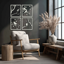 Bird Silhouette Metal Wall Art - 4-Piece Modern Steel Wall Decor - KAF128