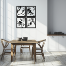 Bird Silhouette Metal Wall Art - 4-Piece Modern Steel Wall Decor - KAF128