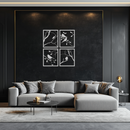 Bird Silhouette Metal Wall Art - 4-Piece Modern Steel Wall Decor - KAF128