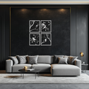 Bird Silhouette Metal Wall Art - 4-Piece Modern Steel Wall Decor - KAF128