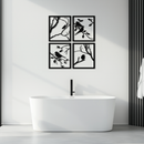 Bird Silhouette Metal Wall Art - 4-Piece Modern Steel Wall Decor - KAF128