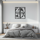 Bird Silhouette Metal Wall Art - 4-Piece Modern Steel Wall Decor - KAF128