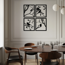 Bird Silhouette Metal Wall Art - 4-Piece Modern Steel Wall Decor - KAF128